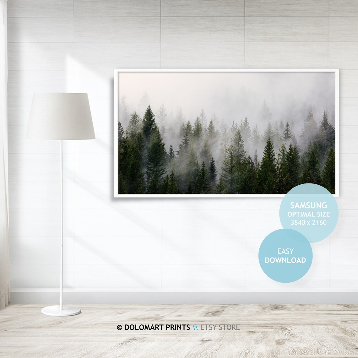 Pines Forest Art Print, Misty Nordic Woodlands - Image 4