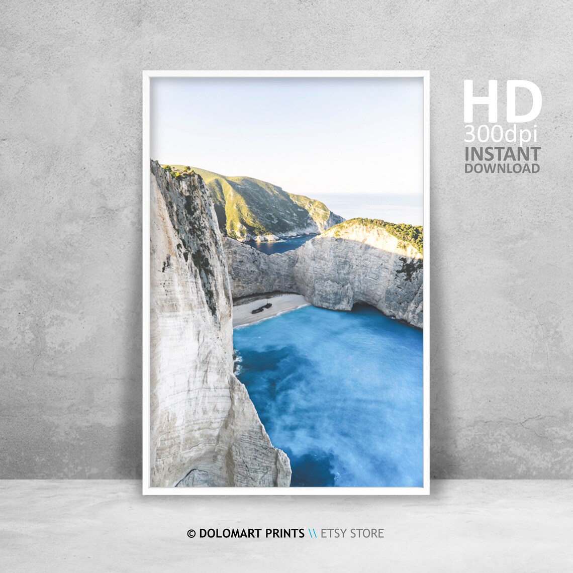 Turquoise Cove Between White Limestone Cliffs Coastal Photography Poster