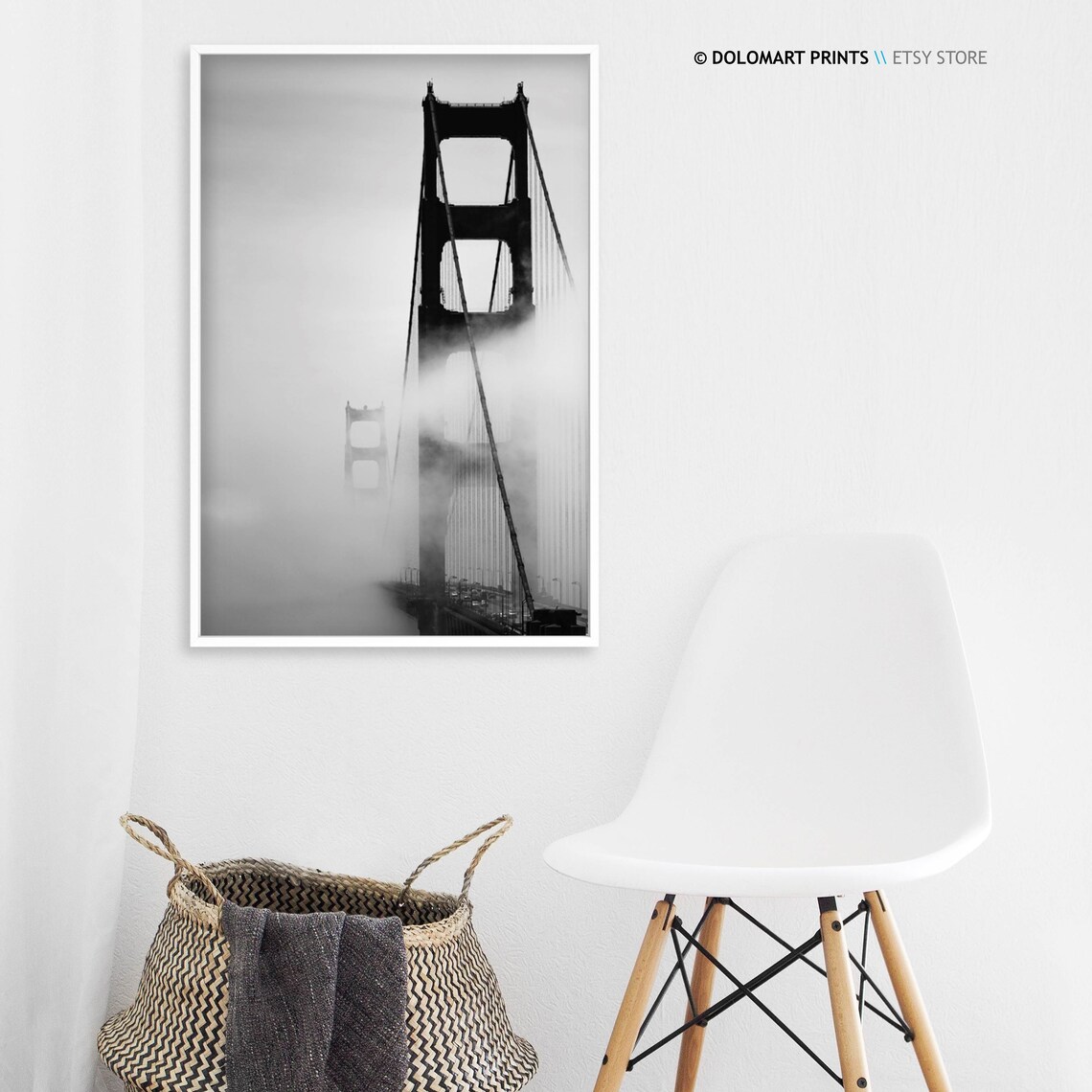 Golden Gate Bridge Black And White Travel Poster - Image 3