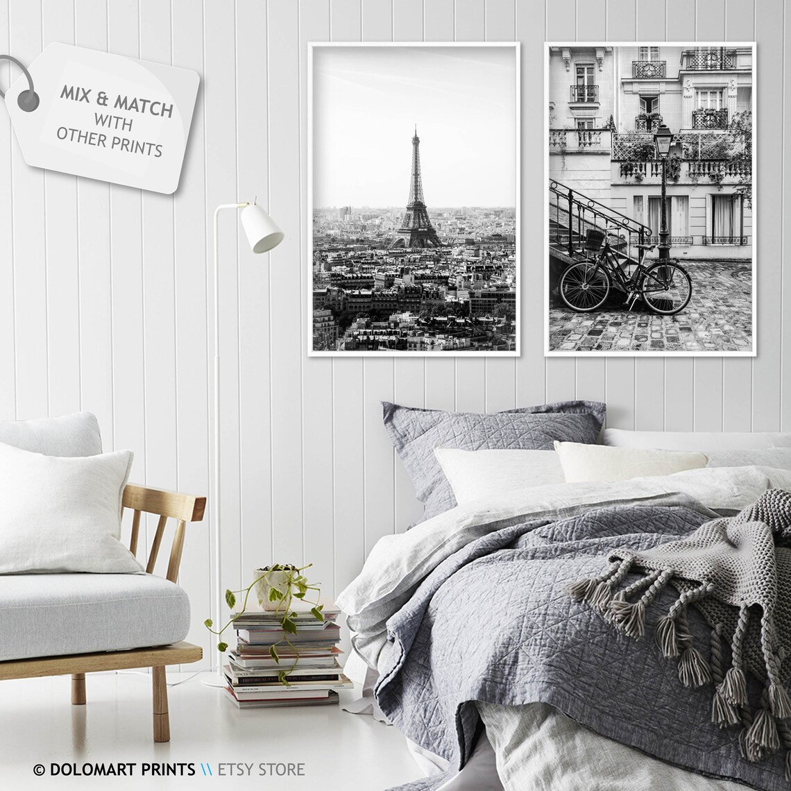 Paris Eiffel Tower Black and White Travel Poster - Image 2