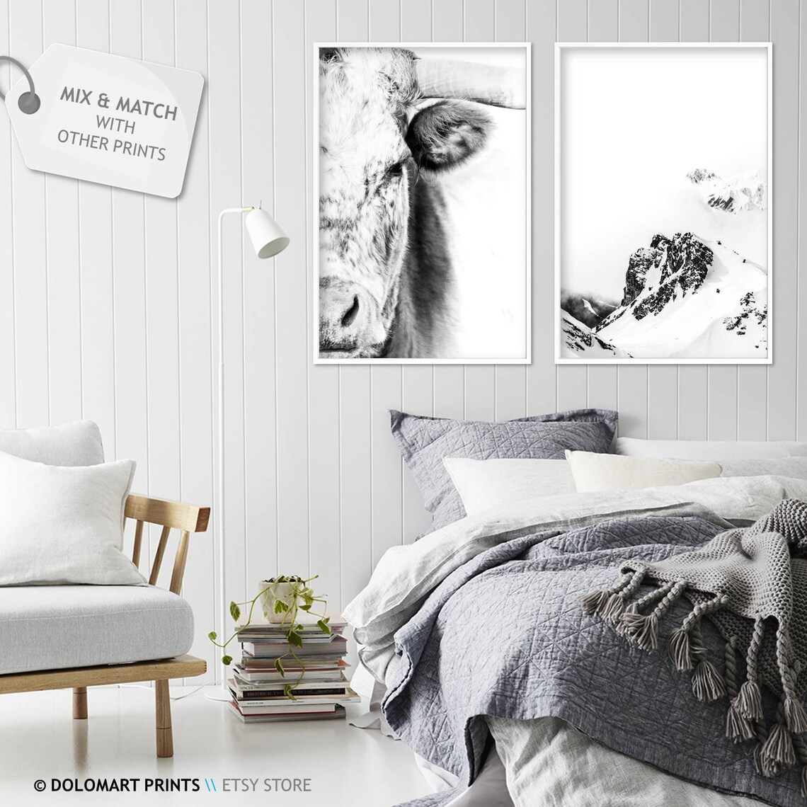 Cow and Bull Farmhouse Animal Photography Art Print - Image 2