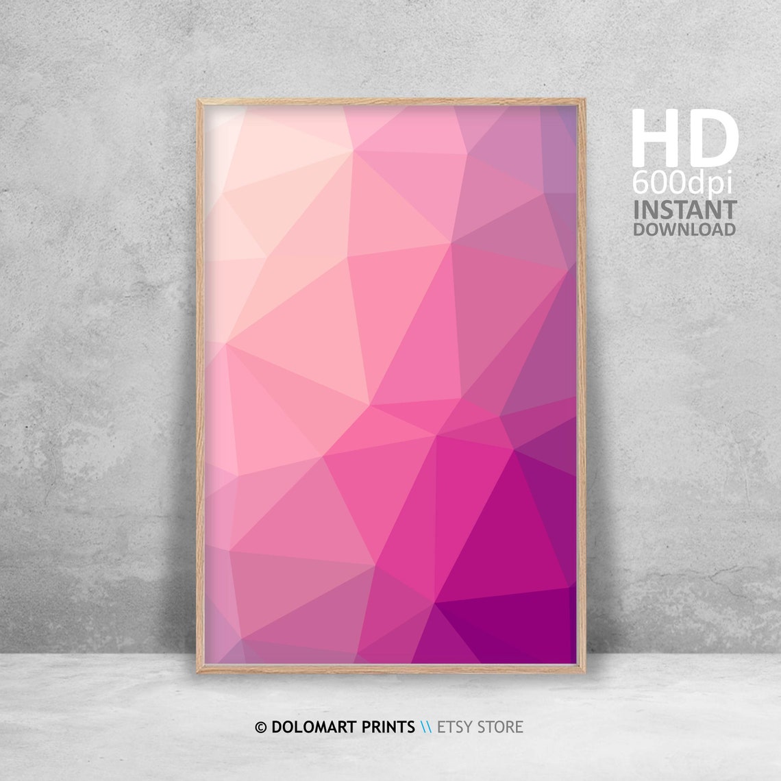 Pink and Purple Low Poly Geometric Abstract Digital Art Poster - Image 4