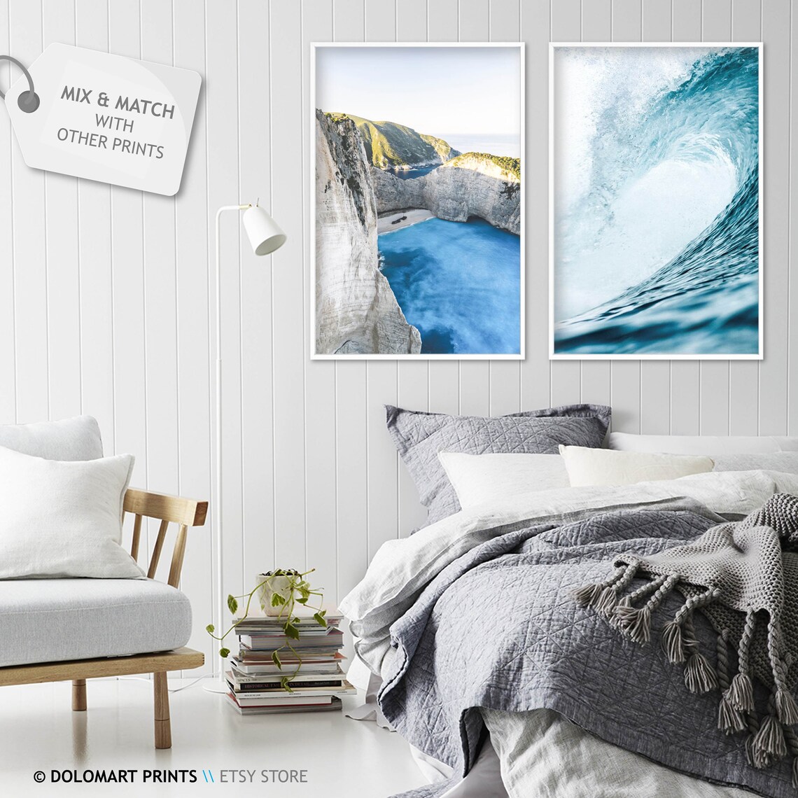 Turquoise Cove Between White Limestone Cliffs Coastal Photography Poster - Image 2