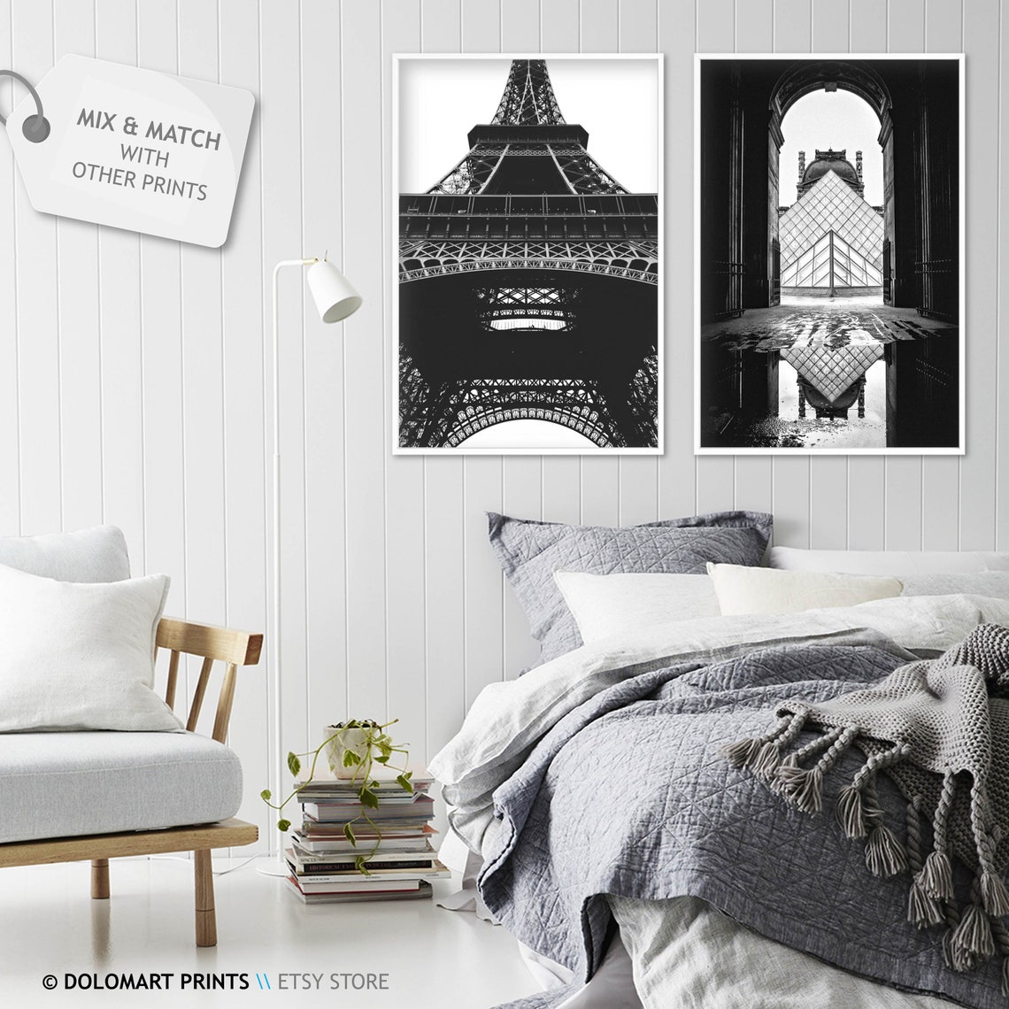 Eiffel Tower Looking Up Black And White Paris Landmark Poster - Image 2