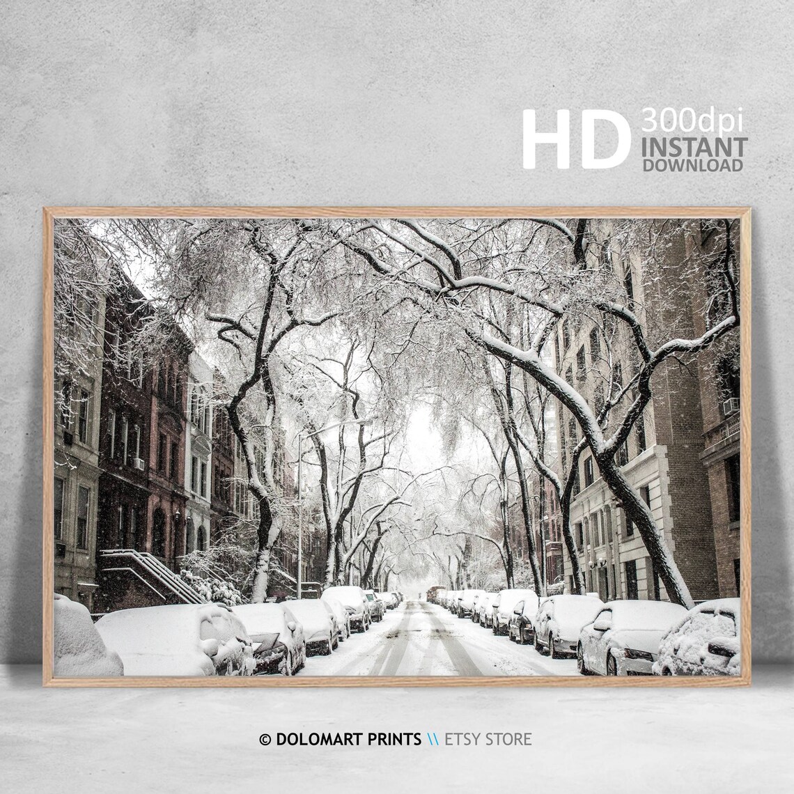 New York Upper East Side Under Snow Christmas Art Print - Image 3