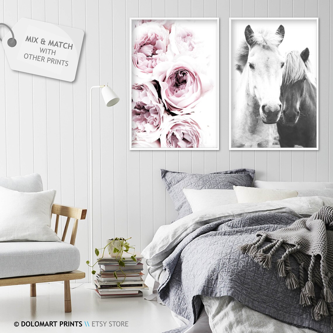 Horses Black and White Print, Scandinavian Art Print - Image 2
