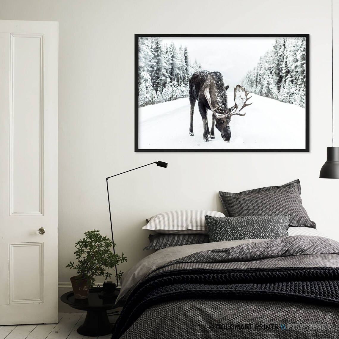 Moose in Snow Rustic Christmas Holiday Poster - Image 3