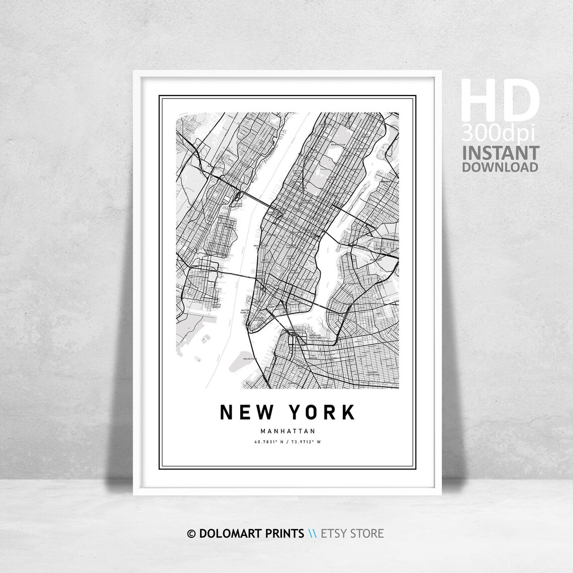 New York City Map, Manhattan Travel Poster