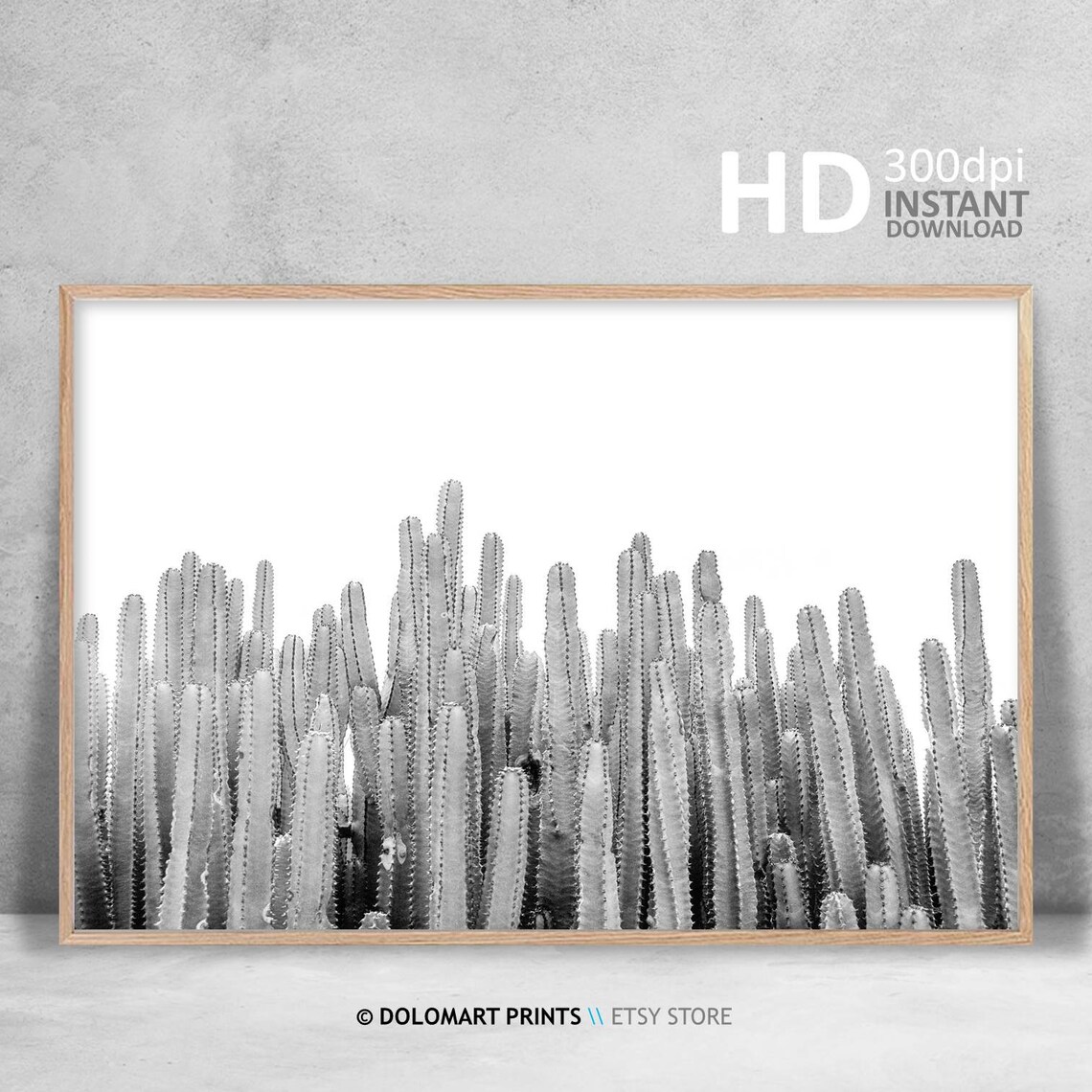 Black and White Cactus Columns Minimal Desert Botanical Poster - Image 3