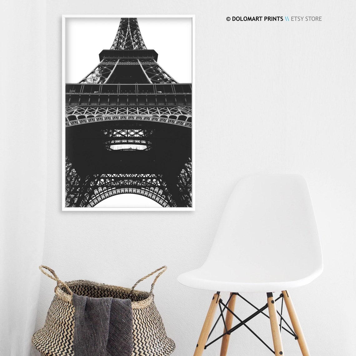 Eiffel Tower Looking Up Black And White Paris Landmark Poster - Image 3