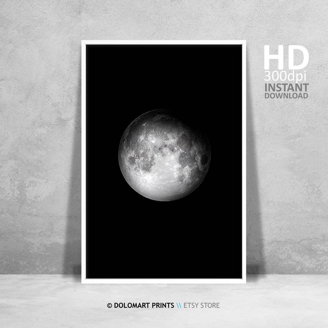 Moon Wall Art Night Sky Full Moon Boho Poster