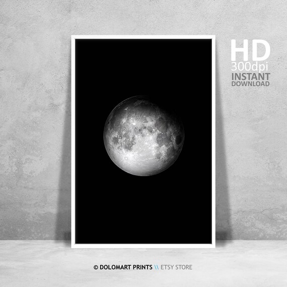Moon Wall Art Night Sky Full Moon Boho Poster