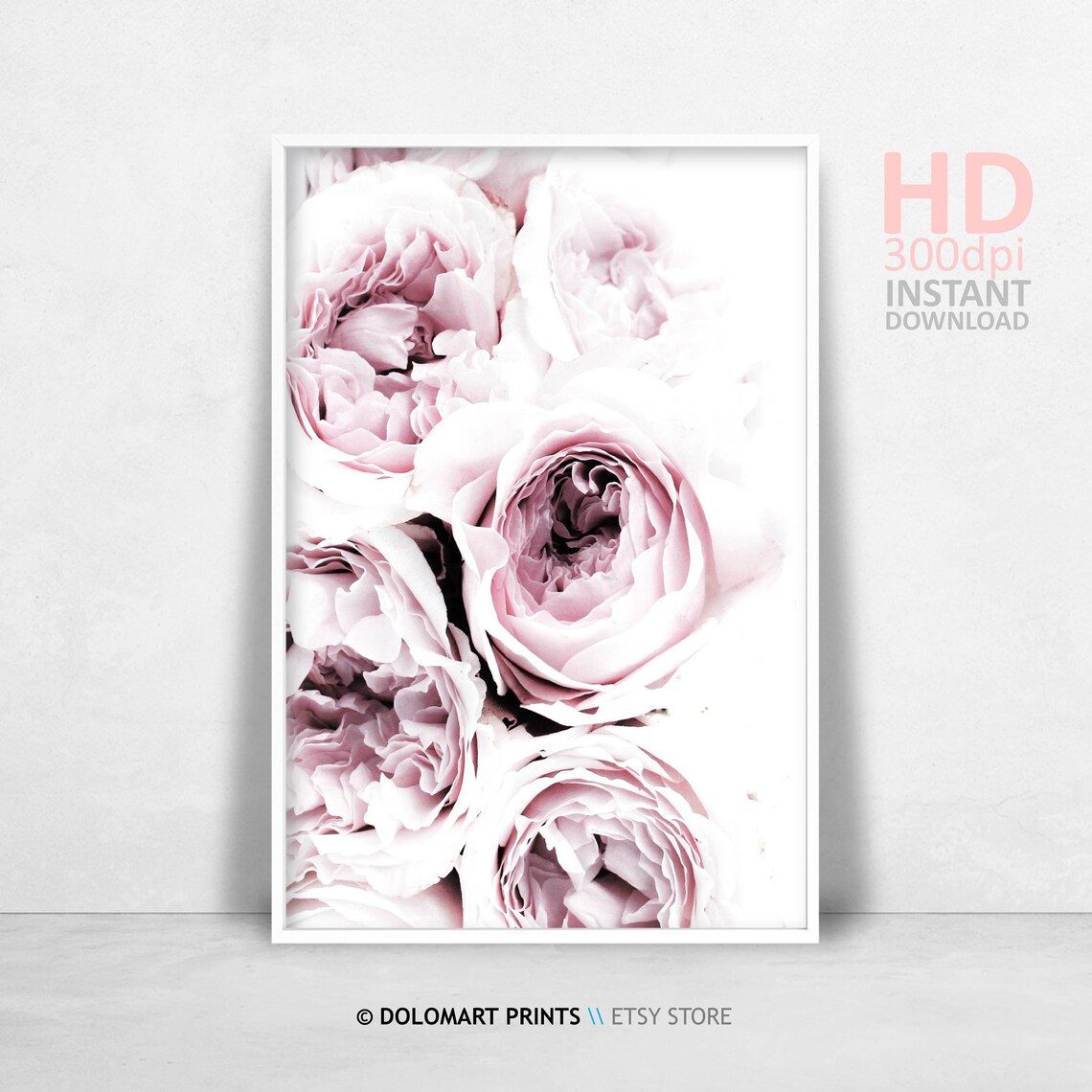 Blush Pink Peony Floral Poster, Botanical Room Decor