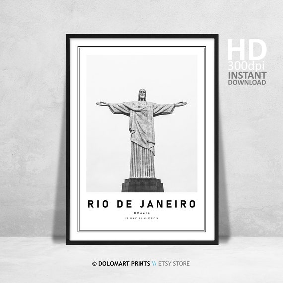 Rio de Janeiro Travel Poster, Black and White