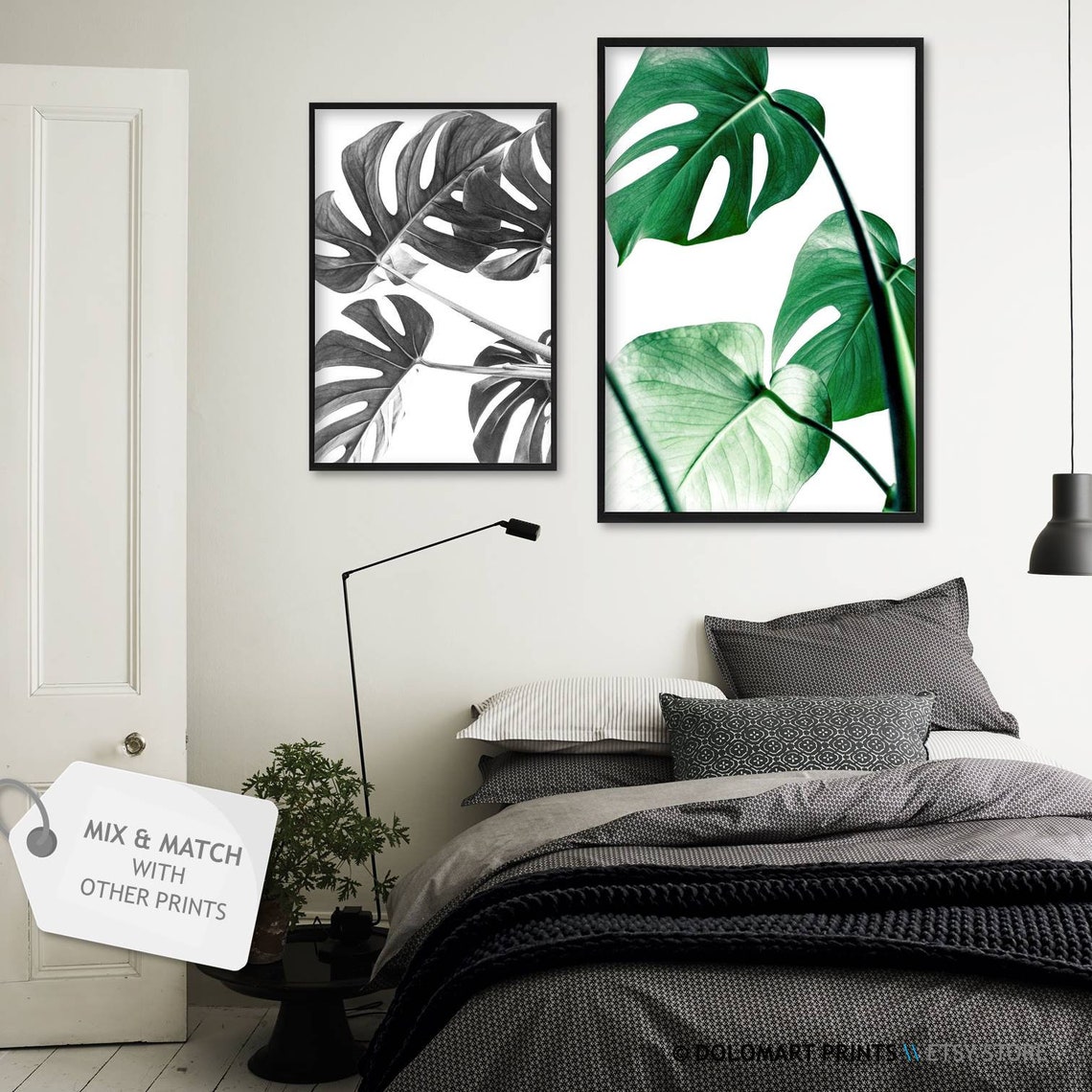Green Monstera Leaves Close Up Tropical Botanical Photography Poster - Image 2