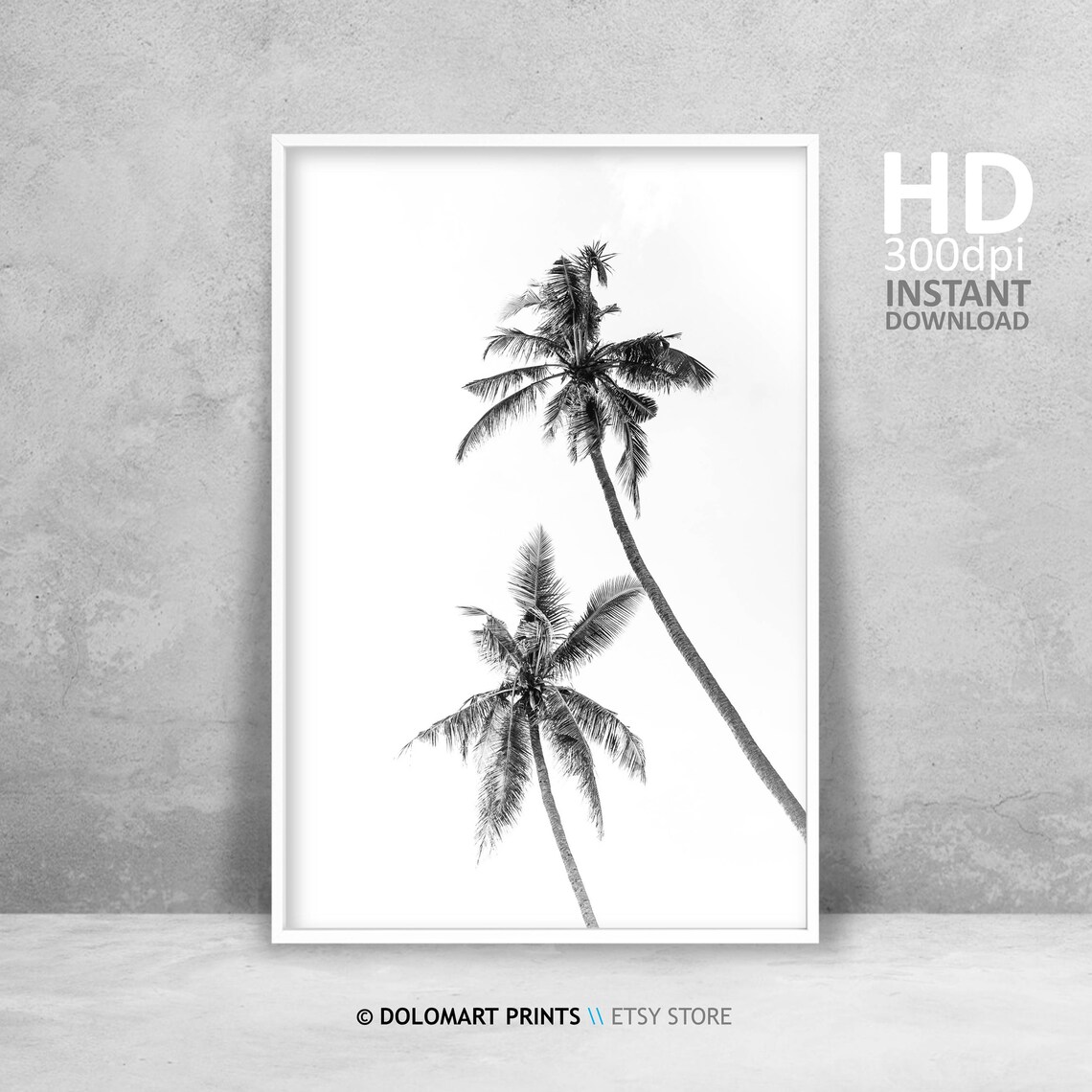 Palm Tree Print, Black And White Tropical Art Print
