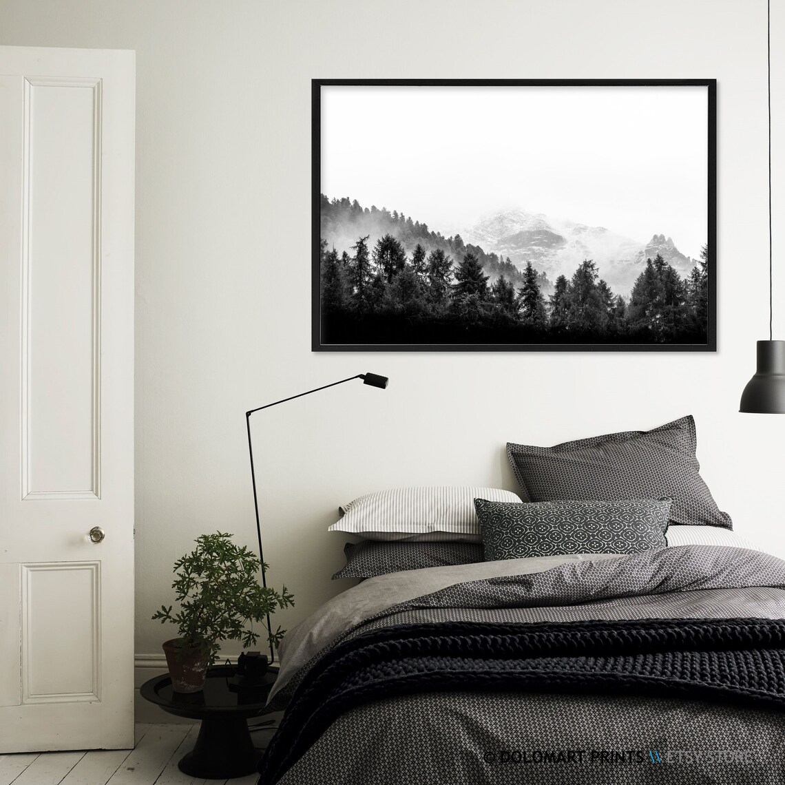 Black And White Woodland Modern Wall Art Print - Image 3