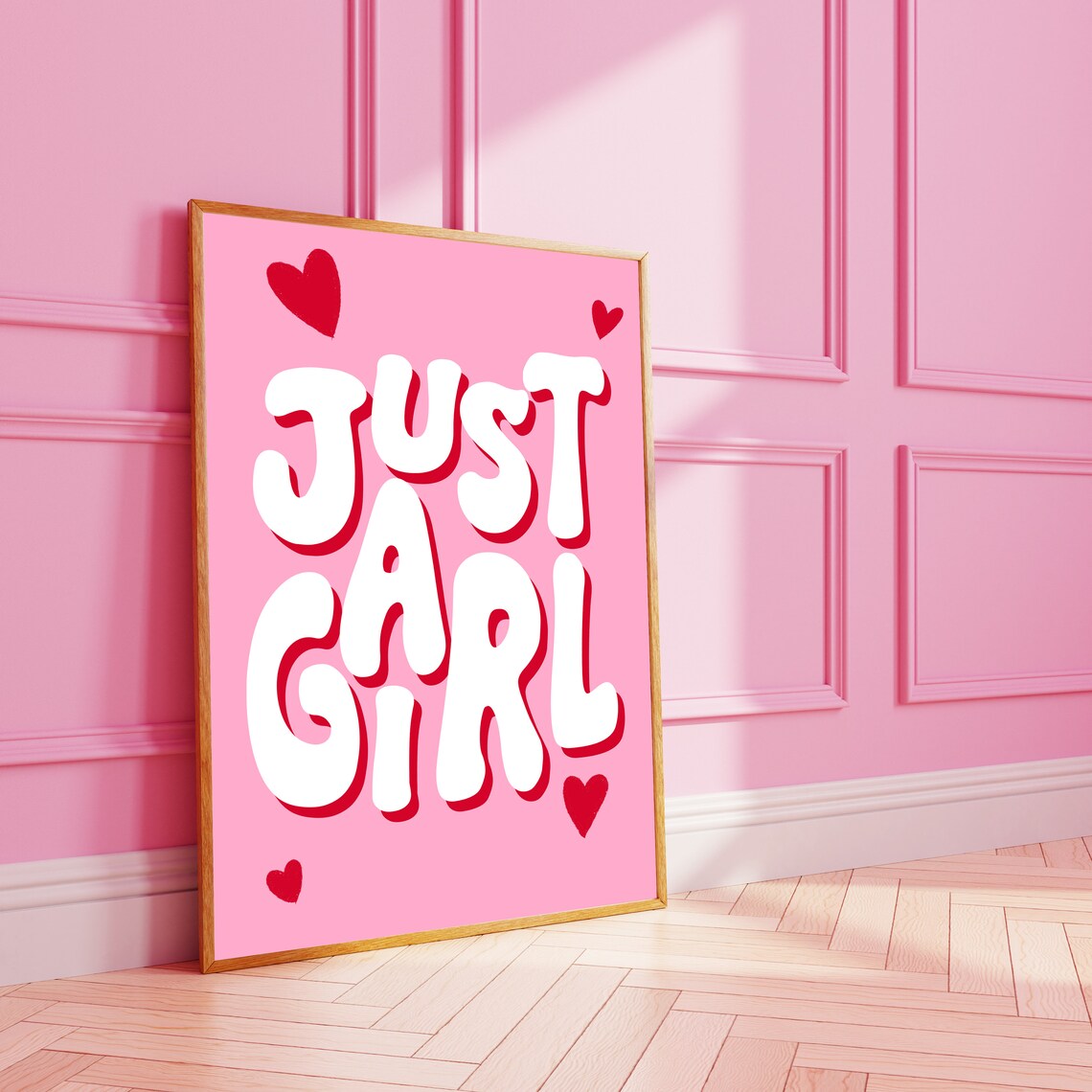 Just A Girl Love Heart Typography Art Print