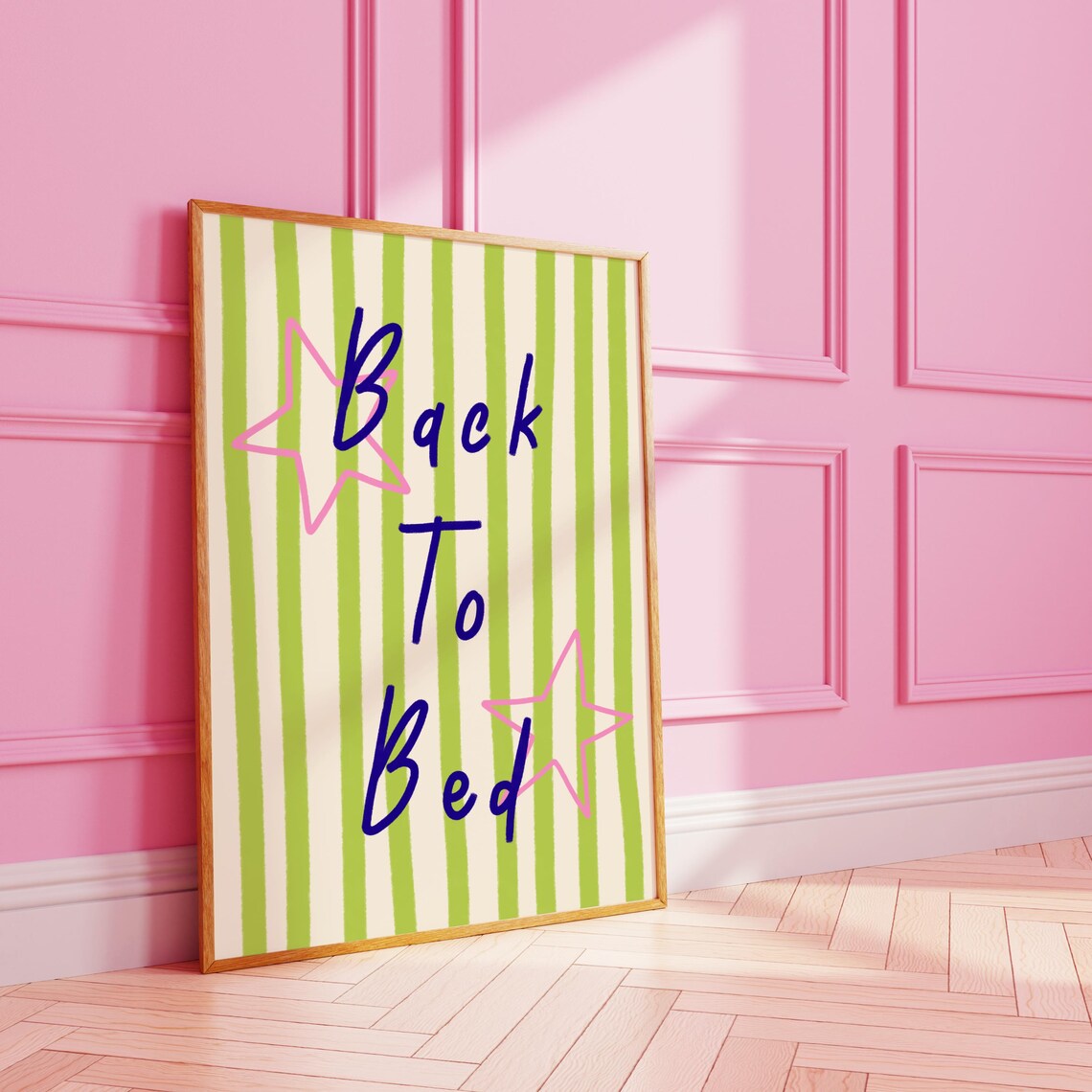 Back To Bed Funky Stripes Star Poster Art