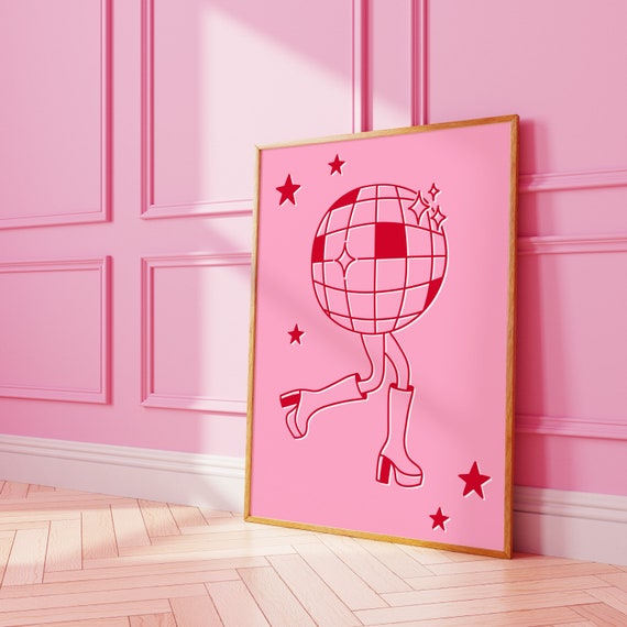 Disco Ball Gogo Boots Poster, Retro Party Decor