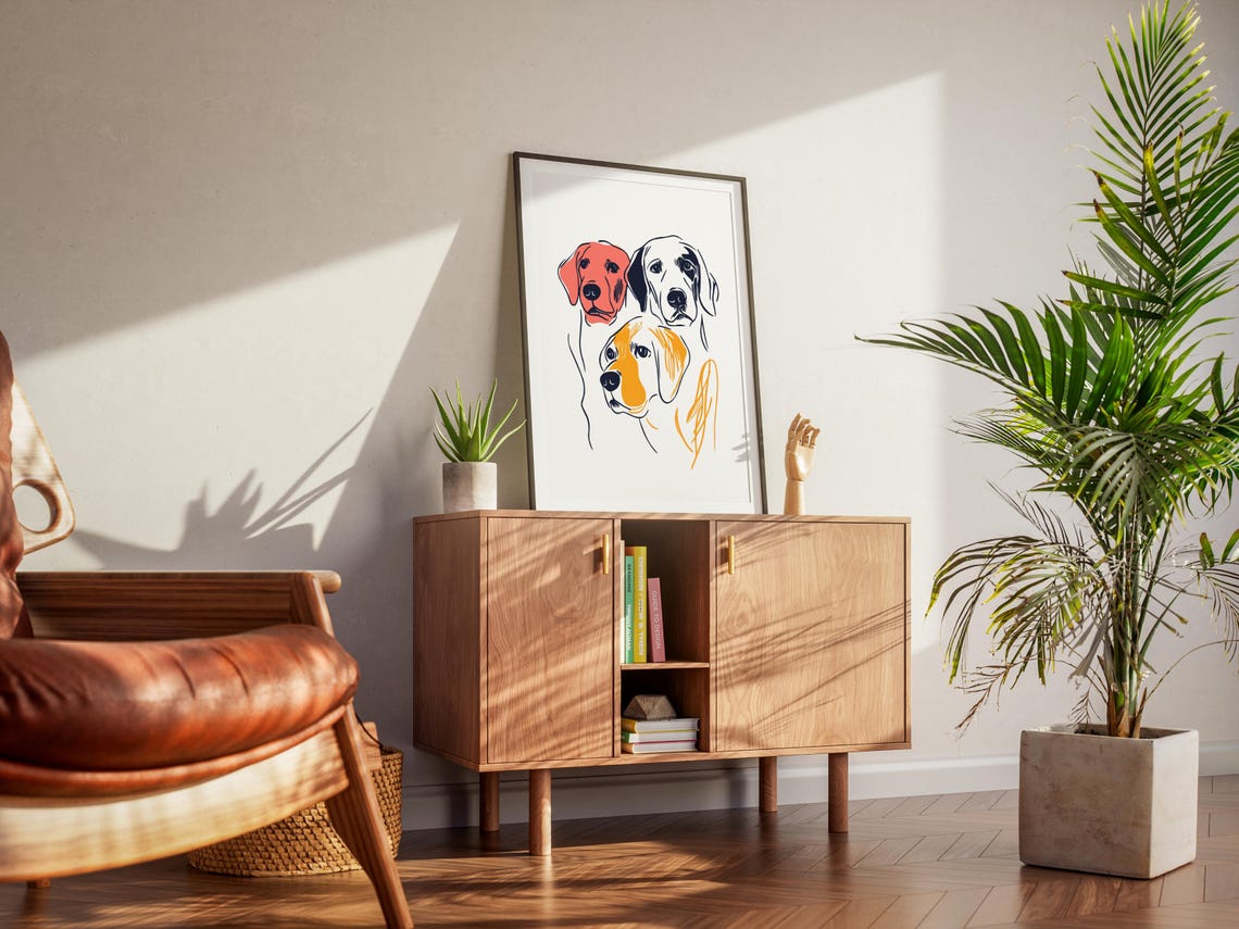 Minimal Labrador Wall Art Retro Abstract Dog Print Matisse Bold Line Drawing Eclectic Maximalist Decor Mid Century Modern Kids Room Nursery - Image 3