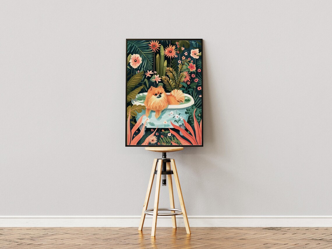 Pomeranian Boho Jungle Poster, Maximalist Dog Art - Image 3