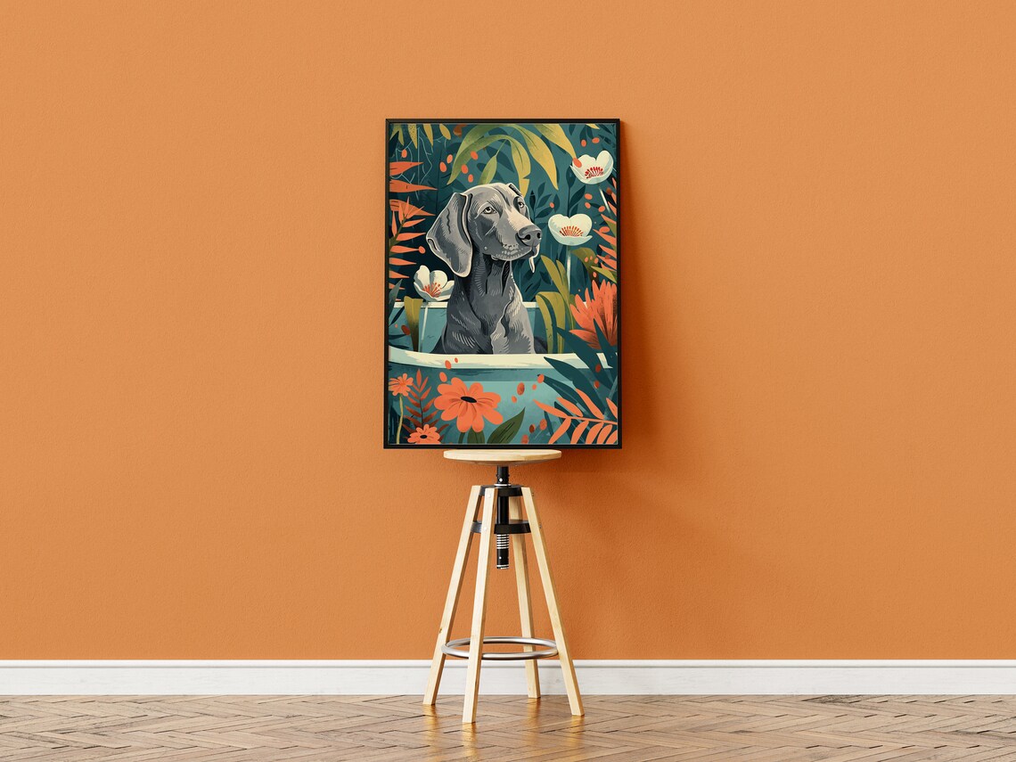 Weimaraner Boho Jungle Illustration Art Print - Image 3