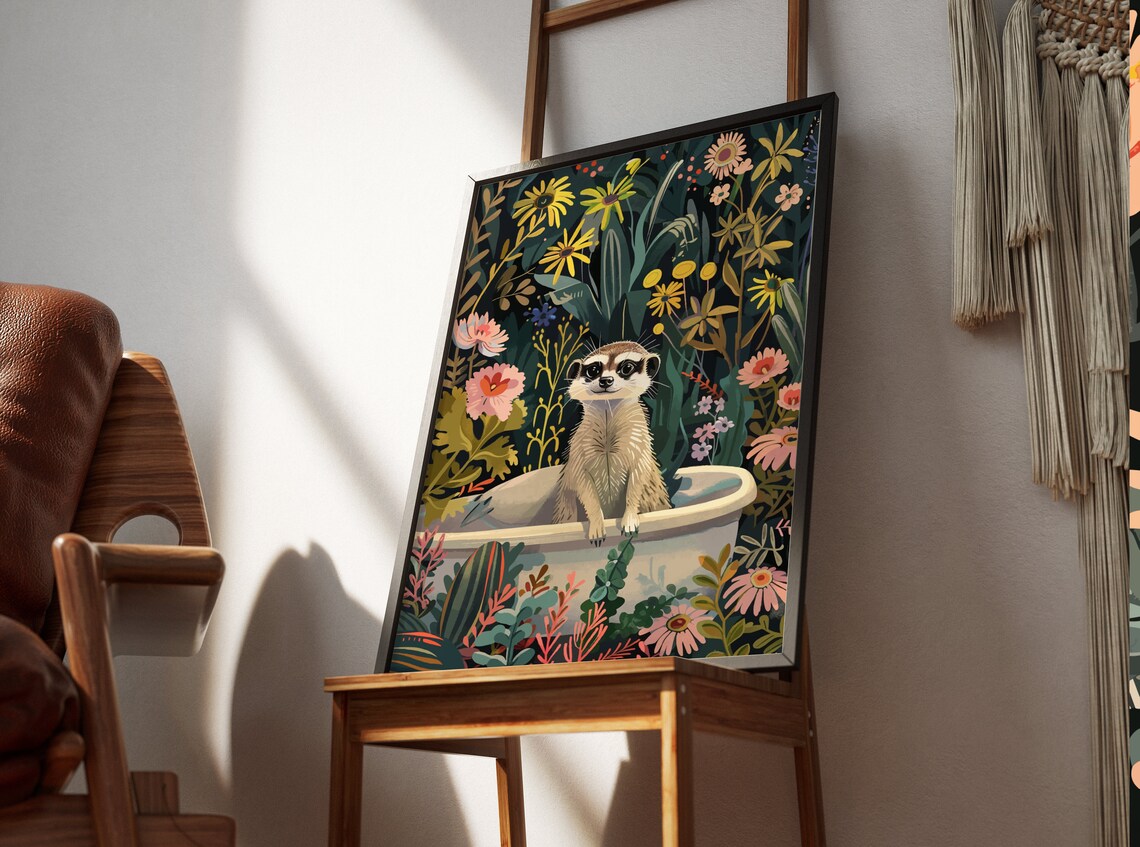 Meerkat Animal Kids Room Boho Jungle Art Print - Image 2