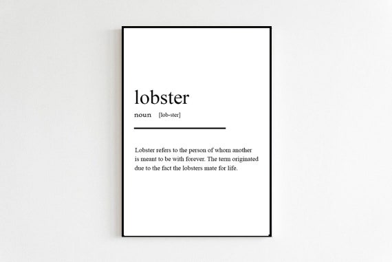 Lobster Definition Valentine Love Poster Print