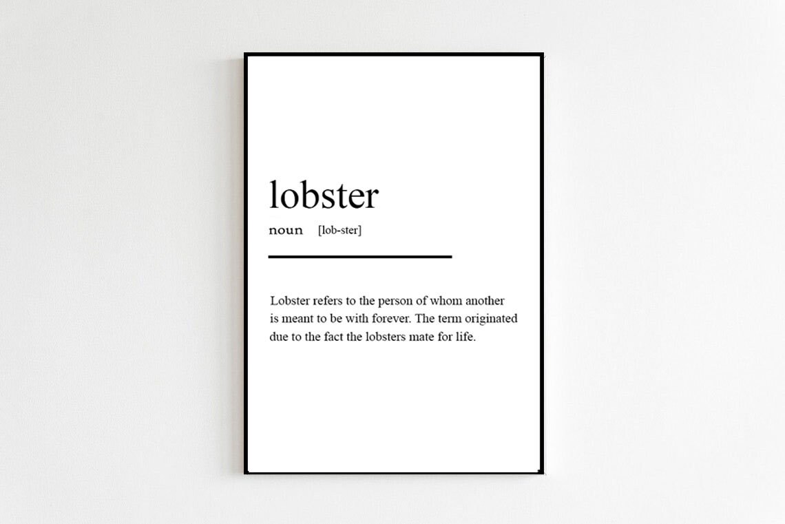 Lobster Definition Valentine Love Poster Print