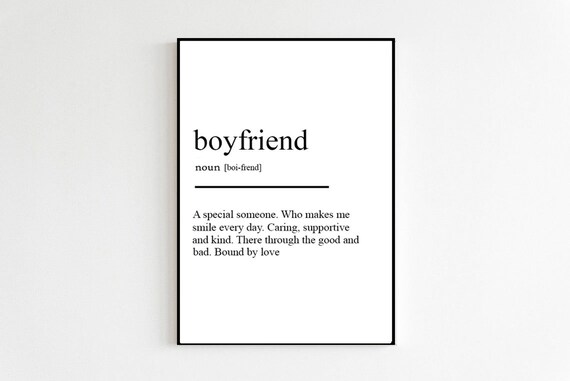 Boyfriend Definition Romantic Anniversary Gift Print Only Bedroom Living Room Cute Romantic Phrases Wall Art Room Decor Art Poster Print