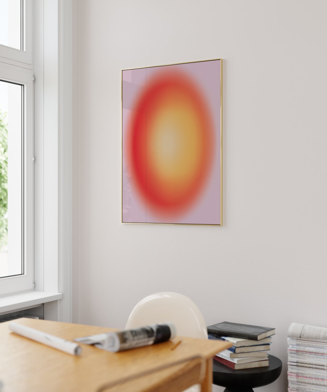 Burnt Orange Aura Gradient on Mauve Abstract Energy Art Poster - Image 5