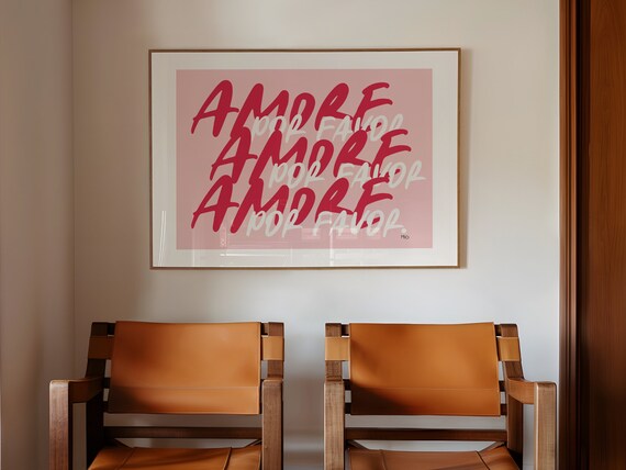 Amore Por Favor Red Pink Love Quote Spanish Typography Poster