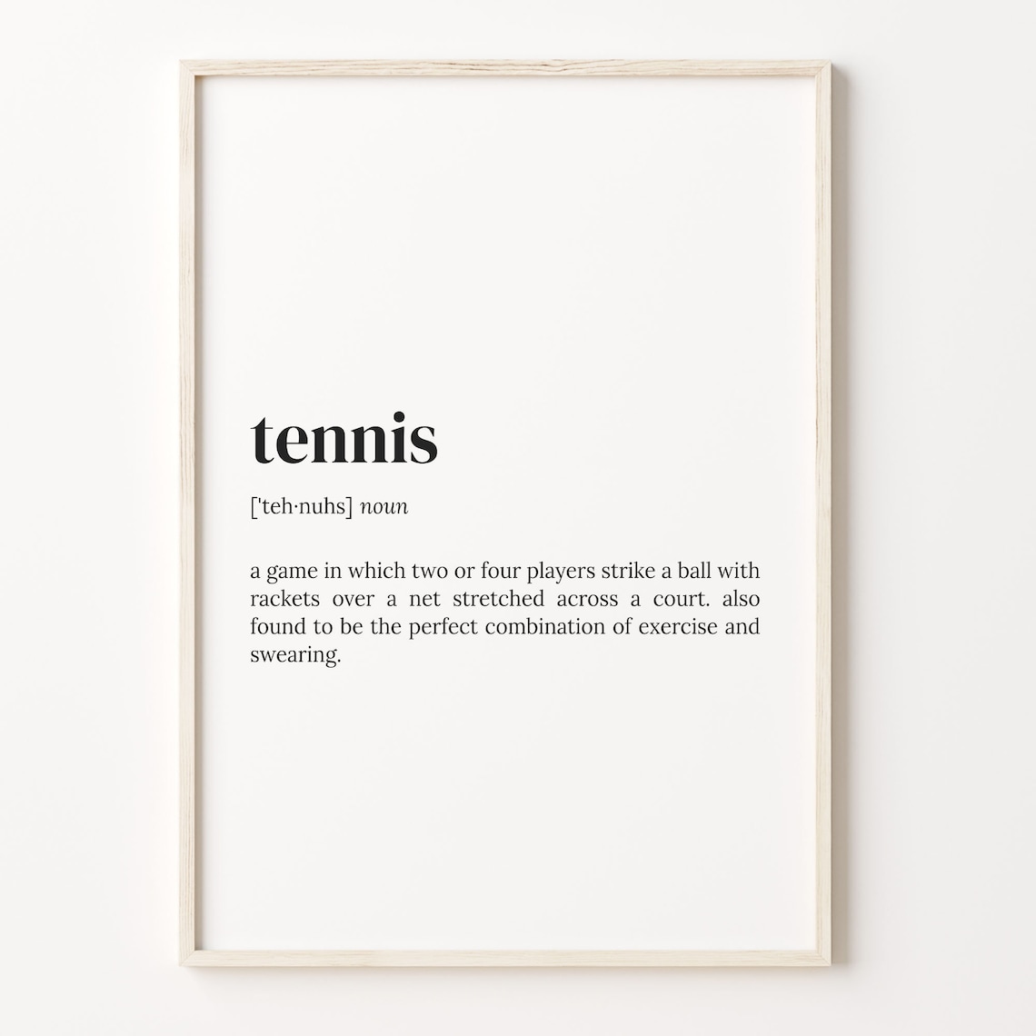 Tennis Definition Dictionary Quote Art Print