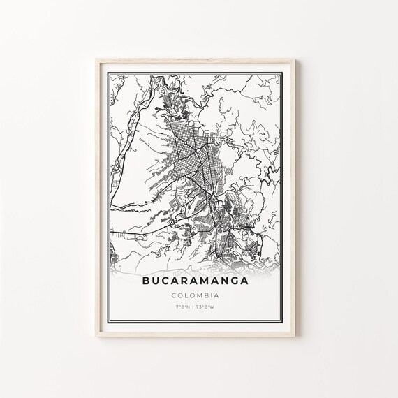 Bucaramanga Colombia Map Minimalist Black and White Art Poster