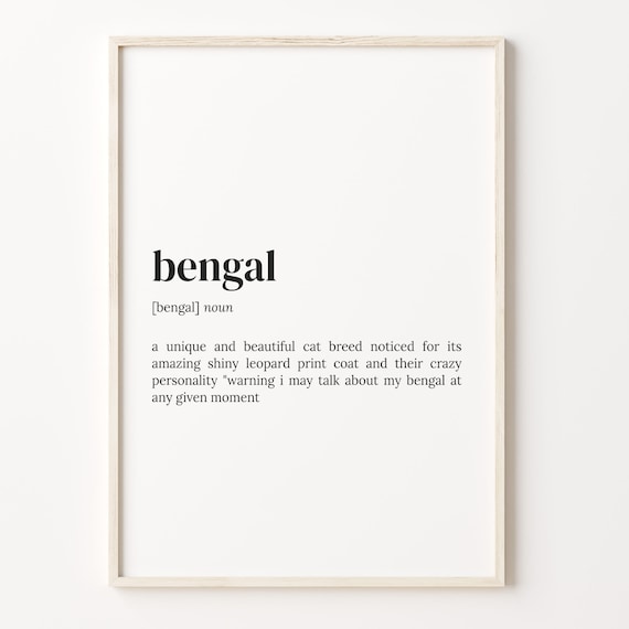 Bengal Cat Dictionary Definition Spotted Coat Lover Wall Art