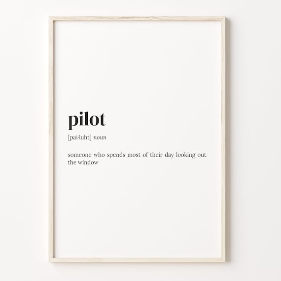 Pilot Definition Print Funny Aviation Quote Gift Art For Pilots