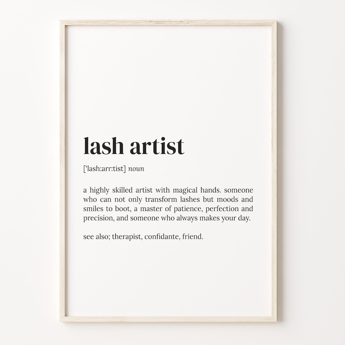 Lash Artist Definition Typography Quote Poster