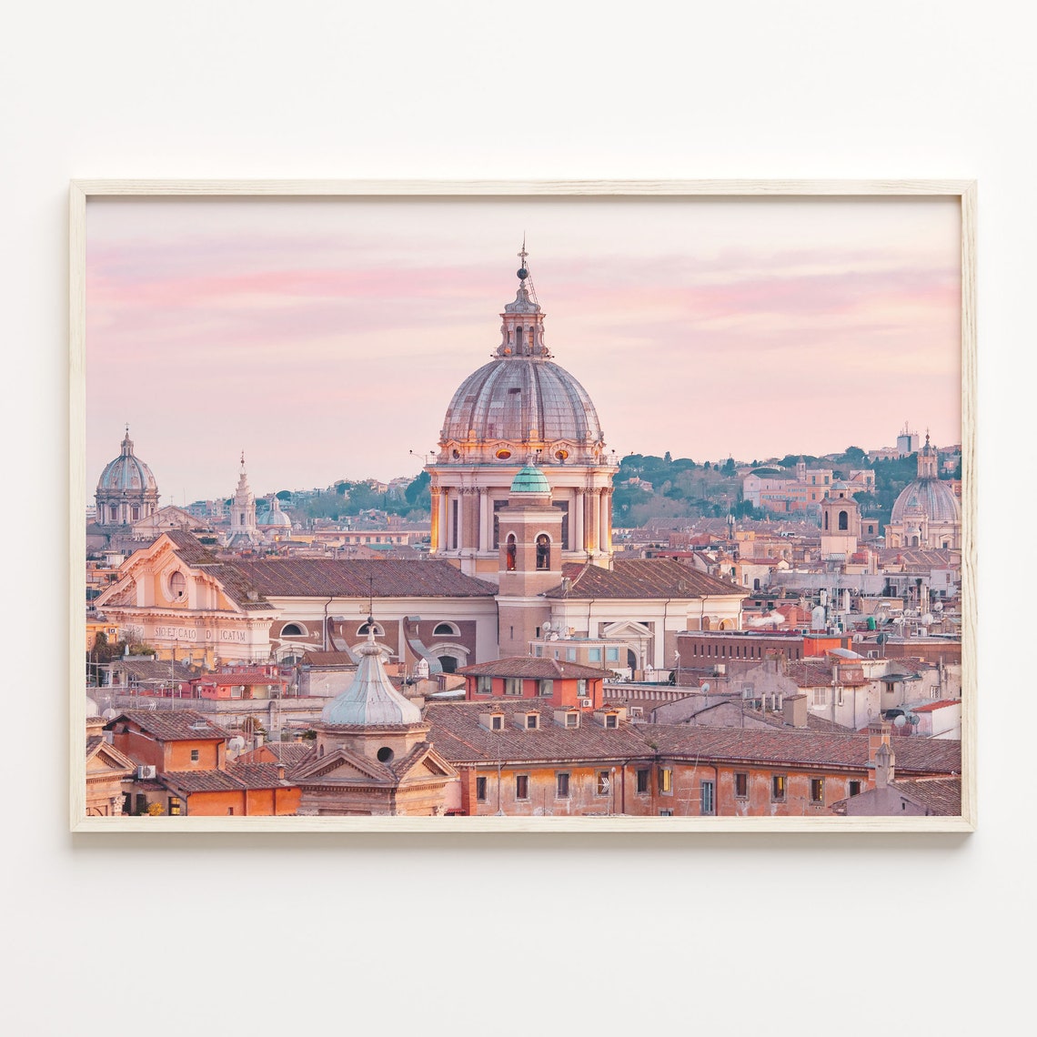 Beautiful Rome Italy Church Domes At Dusk Skyline Photo Poster