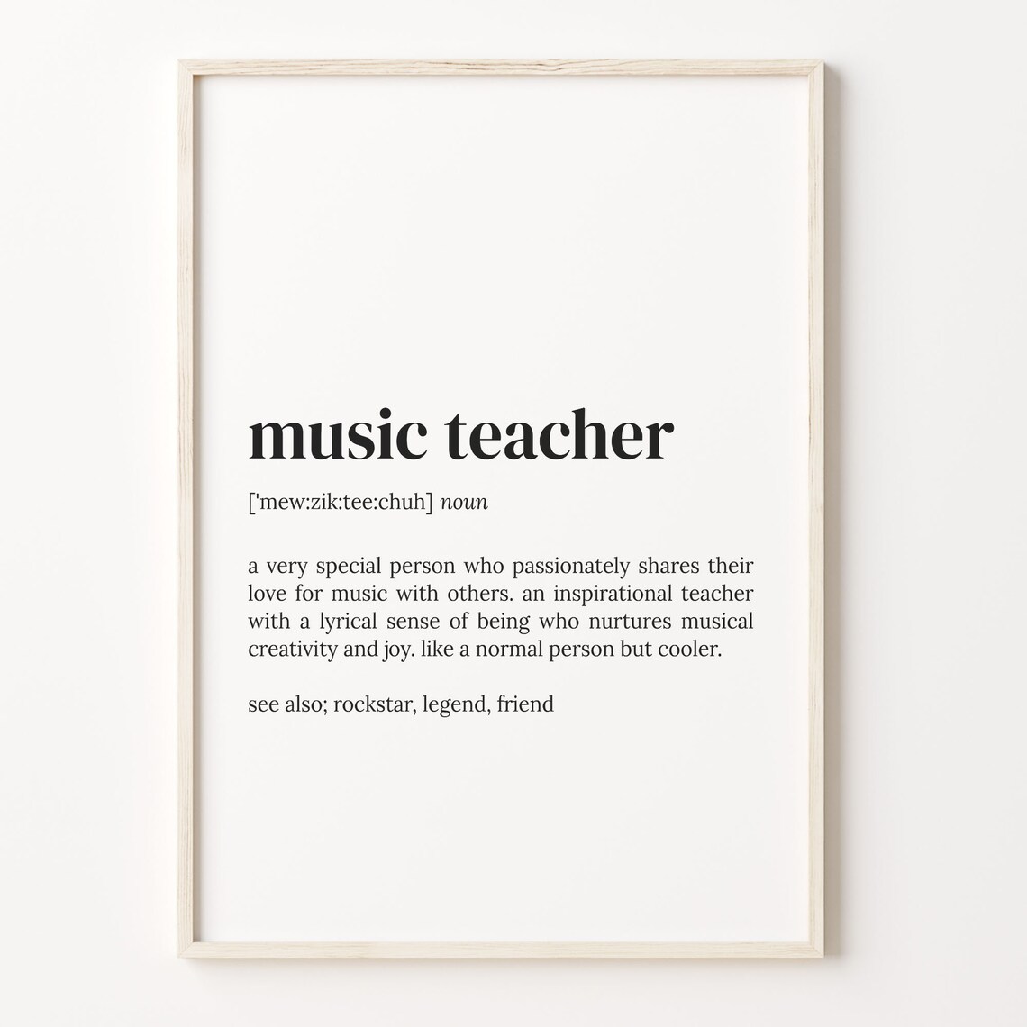 Music Teacher Definition Dictionary Poster, Funny Quote