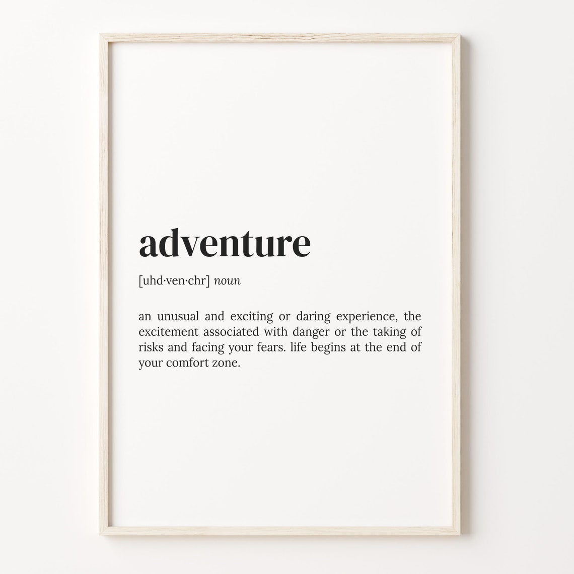 Adventure Definition Poster Motivational Quote Life Begins Outside