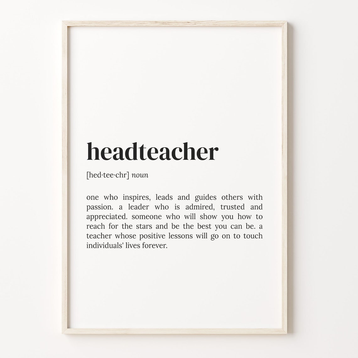 Headteacher Dictionary Definition Quote Print Gift For School Leaders