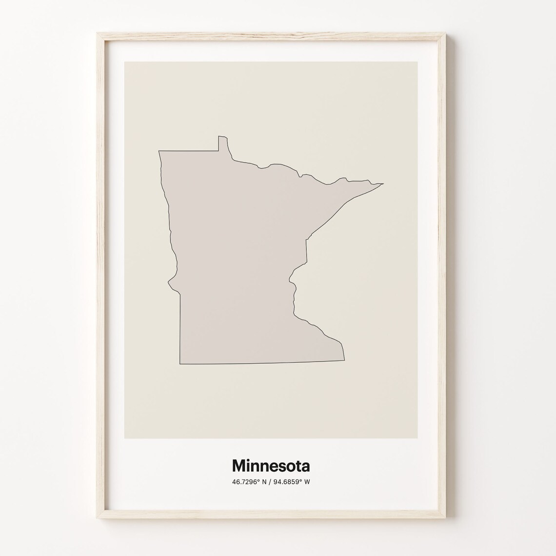 Minnesota Minimalistic Country Map Poster, Line Art