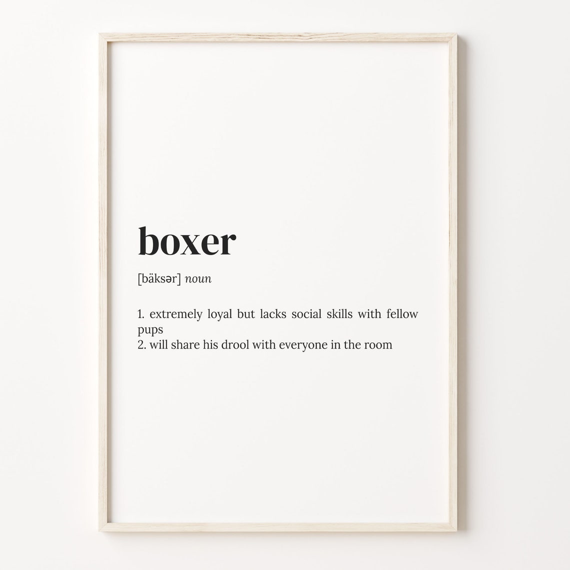 Boxer Dictionary Definition Funny Quote Poster for Dog Owners