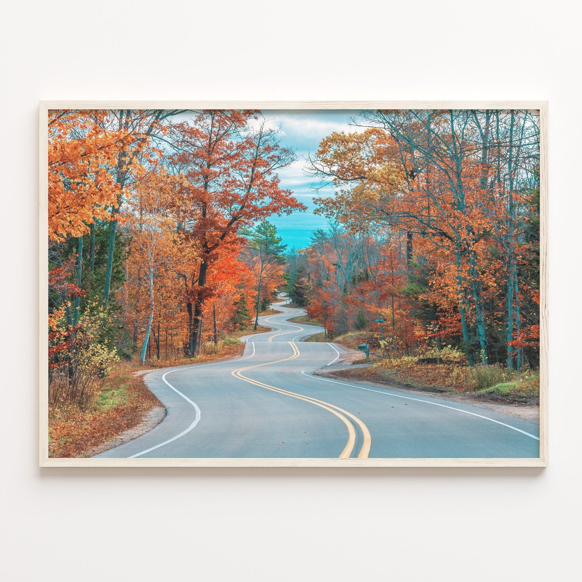 Wisconsin Autumn Foliage Winding Country Road Photography Poster