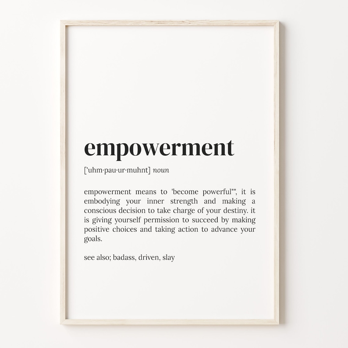 Empowerment Definition Dictionary Poster, Quote Art