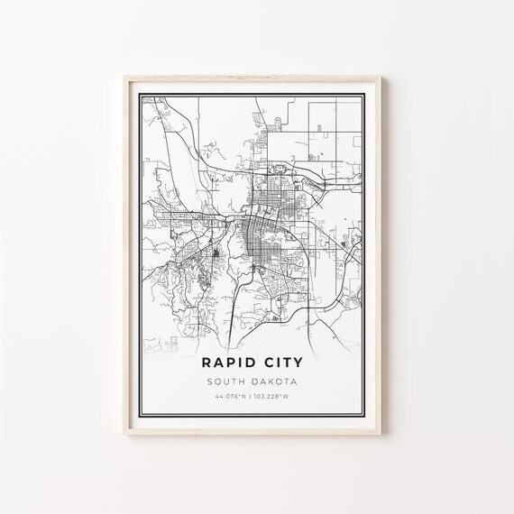 Rapid City South Dakota Minimalist City Street Map Art Poster