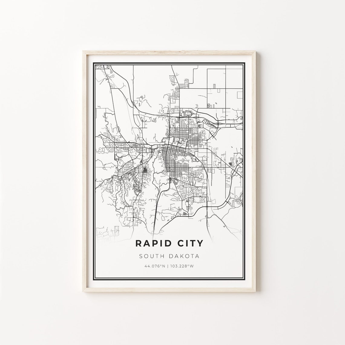 Rapid City South Dakota Minimalist City Street Map Art Poster