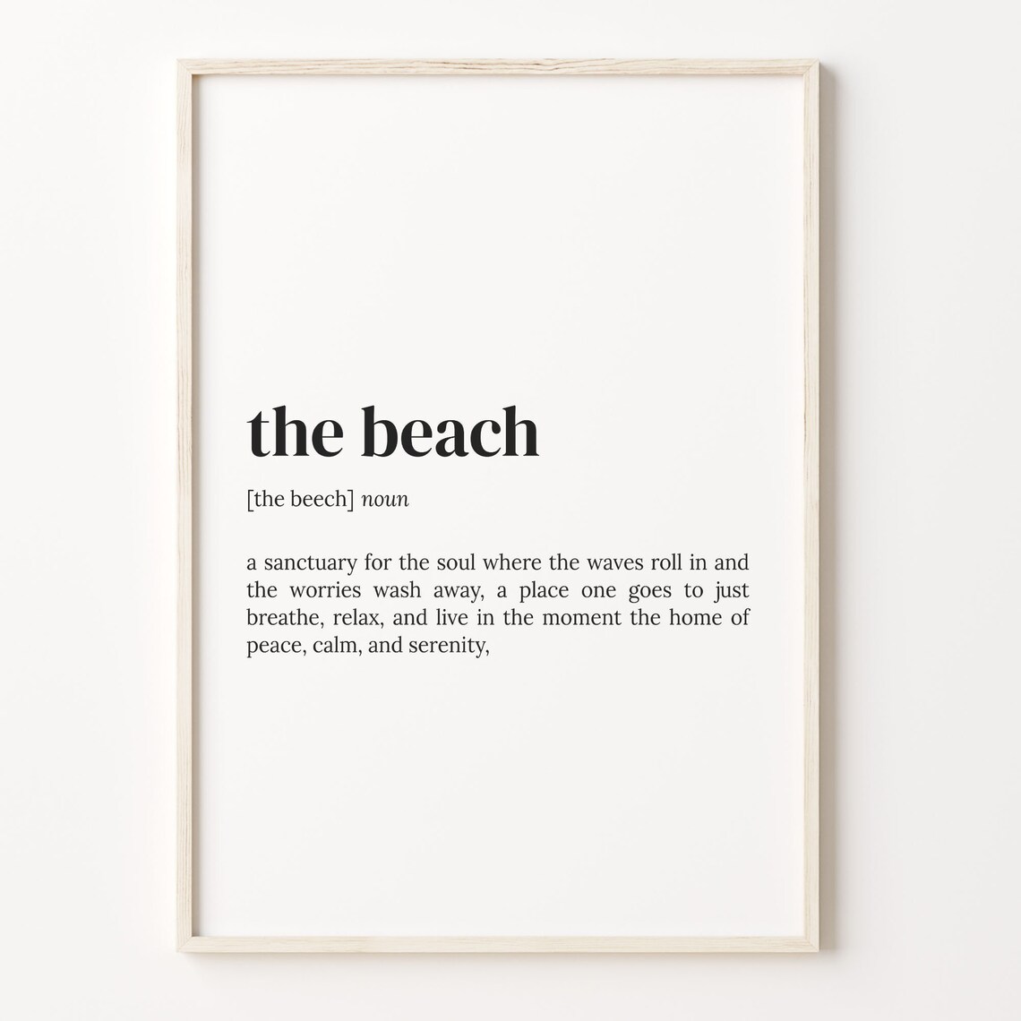 Beach Definition Dictionary Poster Quote Art