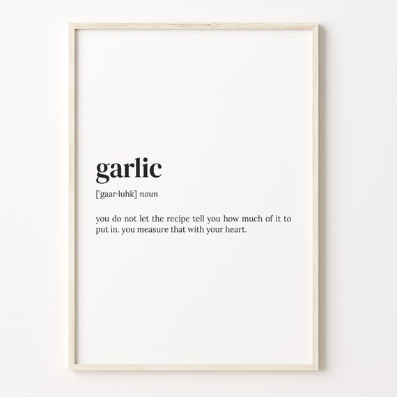 Garlic Definition Print Dictionary Poster Quote Wall Art Garlic Funny Quote Vampire Funny Gift Foodlover Gift C17 173